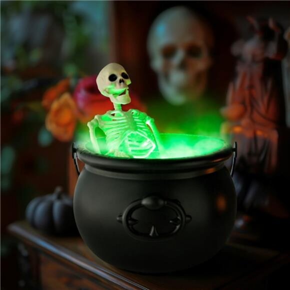 Halloween Decor - Cauldron Halloween Decor with Black Plastic Witches Cauldron - Picture 7 of 8